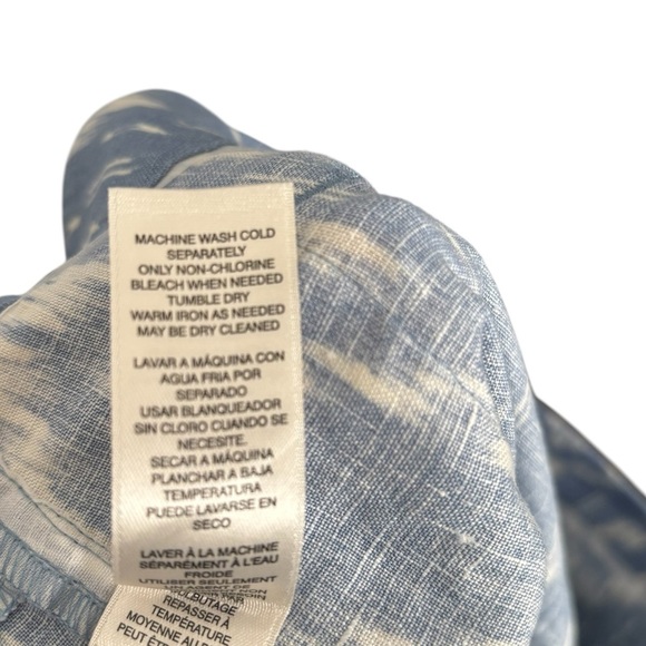 Chico's 100% Linen Ikat Print Wide Leg Pants Resortwear Vacation Preppy Small - Picture 12 of 16